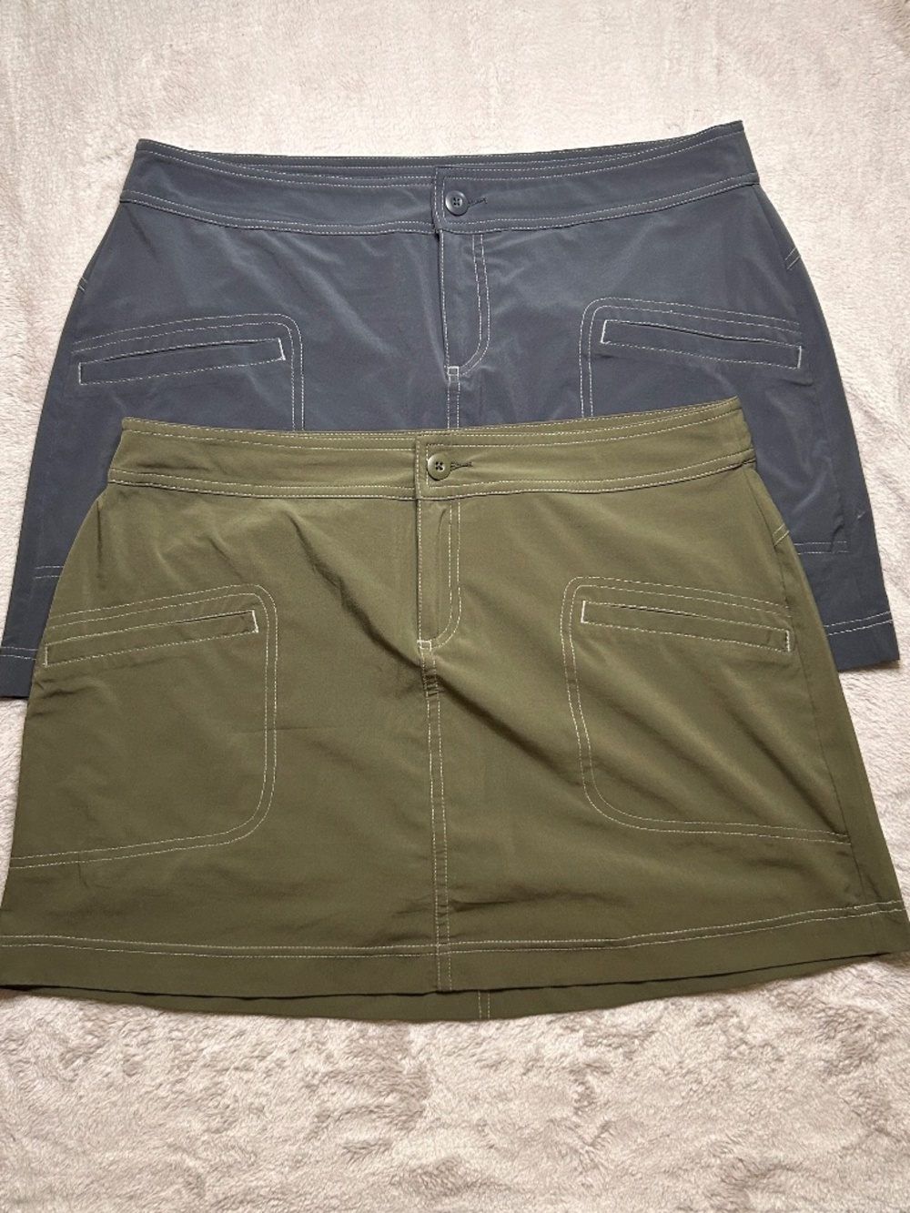 Prana Lena Skort Womens 10 Gray Olive Green Skirt Built-In Shorts Hike Lot of 2